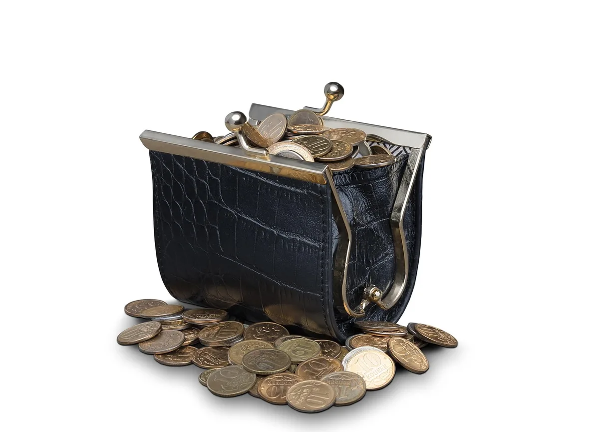 Pochettes d'épargne et petits porte-monnaie sur un bureau en journée